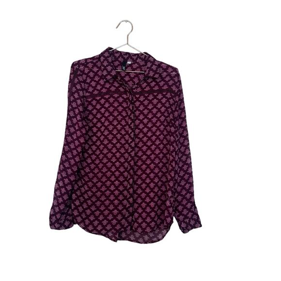 Kut from the Kloth Women's Maroon Print Crepe Blouse - Medium - Picture 1 of 7